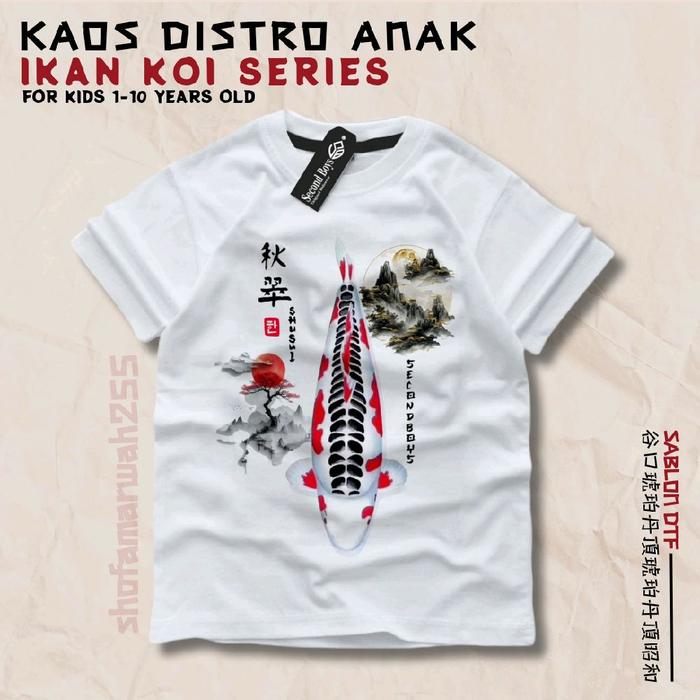 kaos distro anak motif ikan koi shusui kaos motif ikan