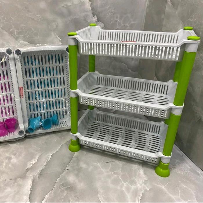 Rak Tingkat 3 Susun Bumbu Bawang Dapur Kosmetik Mini Plastik