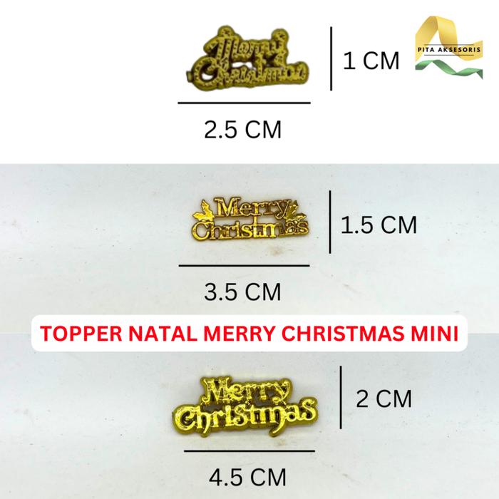 PREMIUM (READY) terjamin (144 PCS) Mini Cake Topper Natal Plat Tulisan Merry Christmas 2.5CM 3.5CM 4