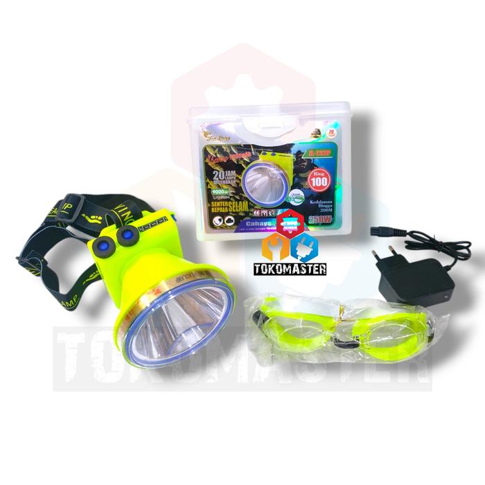 SENTER KEPALA SELAM DIVING SNORKELING LAMPU MENYELAM HEADLAMP 200W 100watt Super Terang