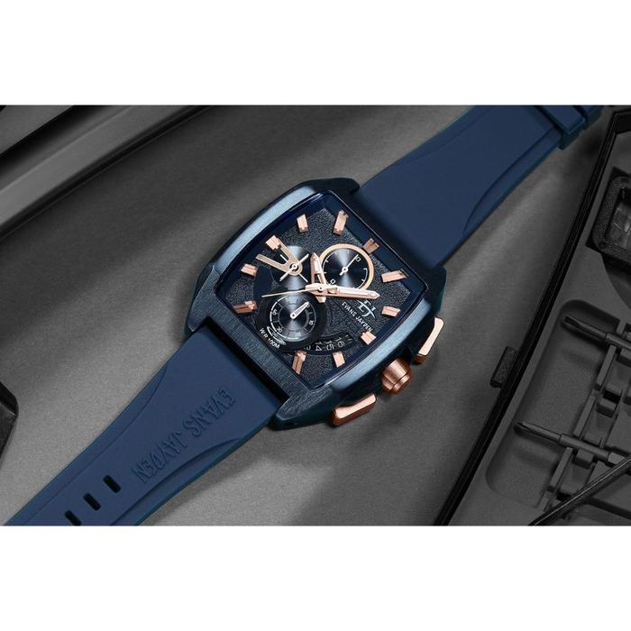 Evans Jayden Jam Tangan Pria 9546 Rubber Silicon Chronograph Kaca Sapphire Water Resistant 10 ATM
