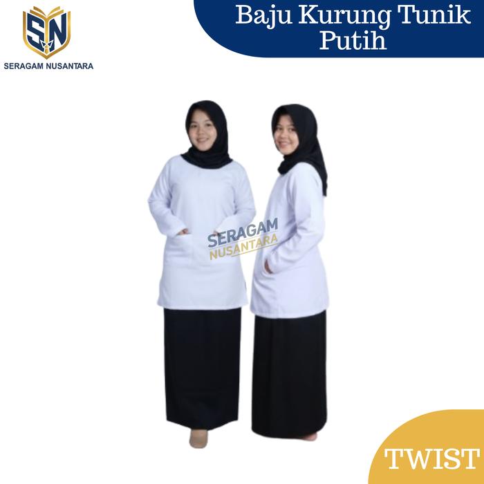 Kurung padang Putih Model Tunik Baju Seragam Kurung Padang Putih Jumbo dan Super Jumbo Kain Licin