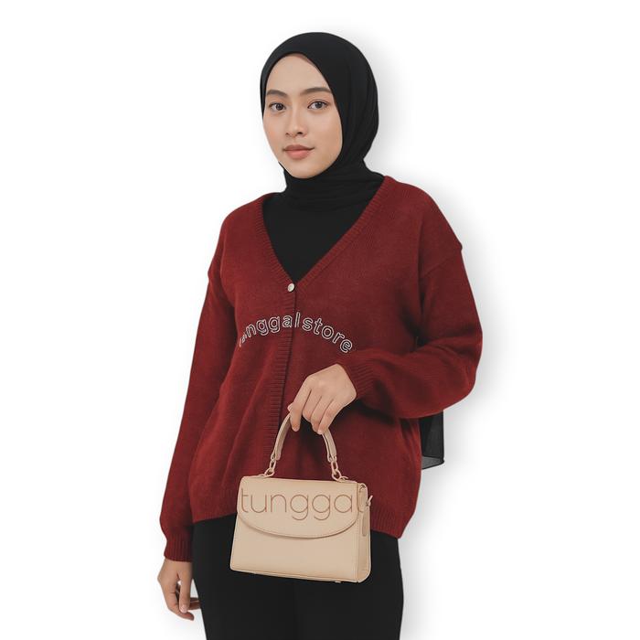 Cardigan Rajut Wanita Kancing Depan Satu Gaya Korea – Outer Simple Elegan untuk Hijab & Non HijabCar