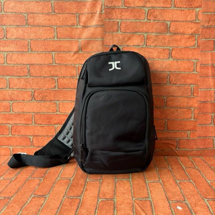 TAS WAISTBAG PRIA KANVAS TEBAL SECOND BRANDED HITAM / TAS WB PRIA KANVAS HITAM