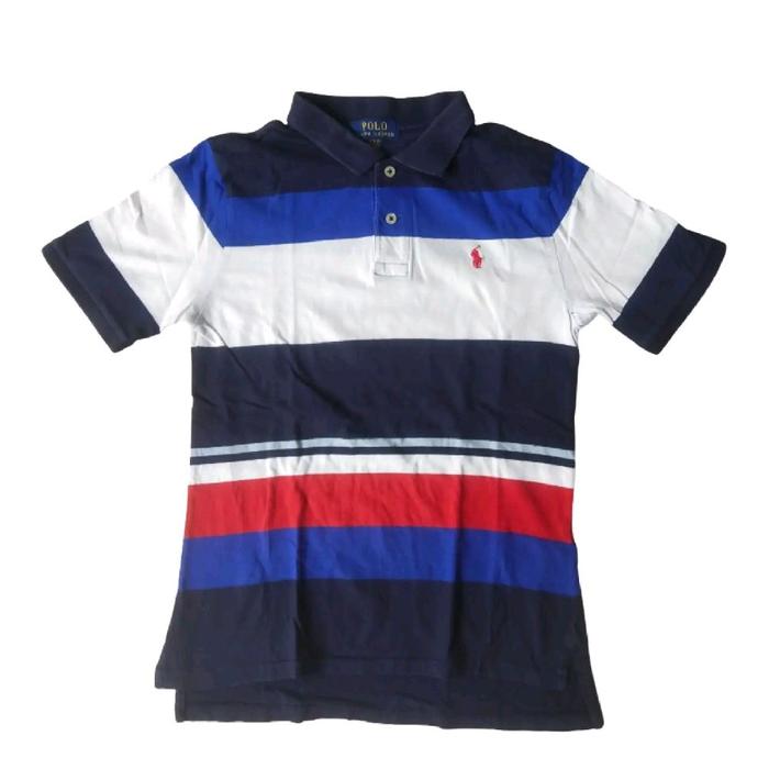 Polo Ralph Lauren Striped Mixed Colors Youth/Woman Polo Shirt Kaos Tshirt Kemeja Cewek Wanita Origin