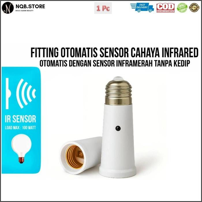 NQB - Fitting Tambahan Lampu Otomatis SENSOR Cahaya Maks 100 Watt - Led Hidup Mati Inframerah Tanpa 