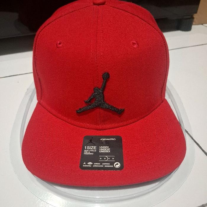 Jordan Pro Original Topi Merah Unisex dengan Logo Hitam 1Size