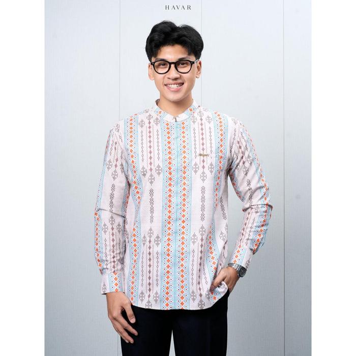 LASKALA x HAVAR Siraj Cream Kemeja Koko Muslim Premium Slimfit Lengan Panjang