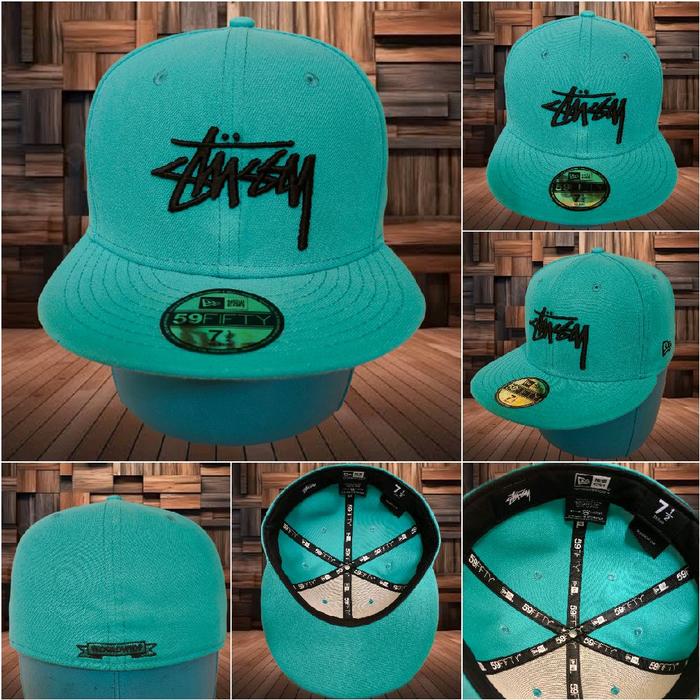 TOPI 59FIFTY NEW ERA X STUSSY WORLD WIDE TOSCA SIZE: 7 1/2 (59,6 CM) ORIGINAL AUTHENTIC NEW ERA