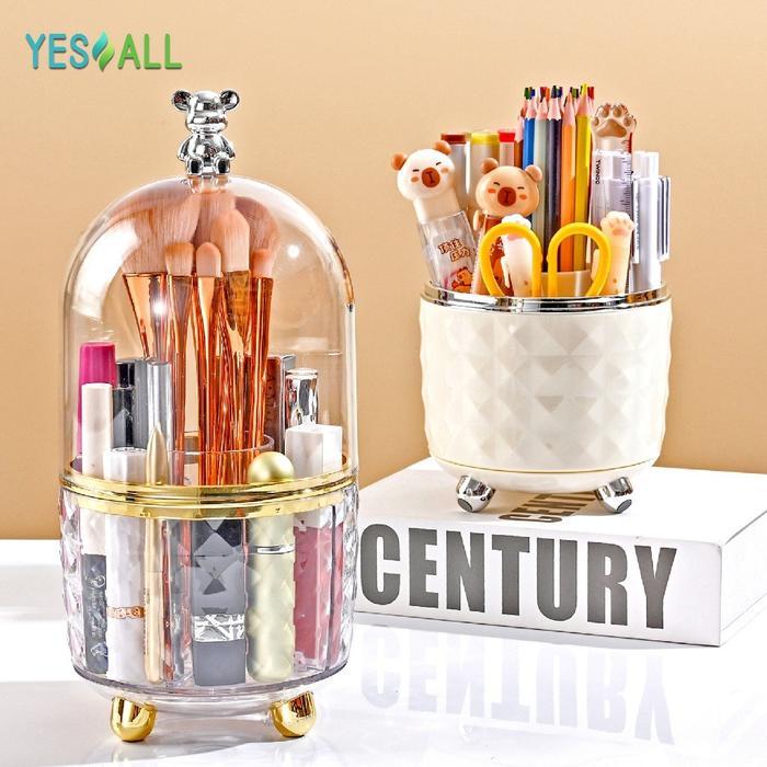 tempat sendok Rak Makeup Kosmetik Crystal Transparan Aesthetic Rak Kosmetik Putar 360 Derajat Aesthe