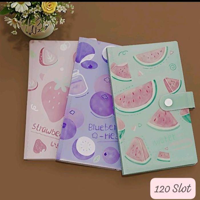 DAPAT 3 Dompet Album 120 Slot Motif Buah Strawberry Blueberry & Watermelon Desain Cantik untuk Organ