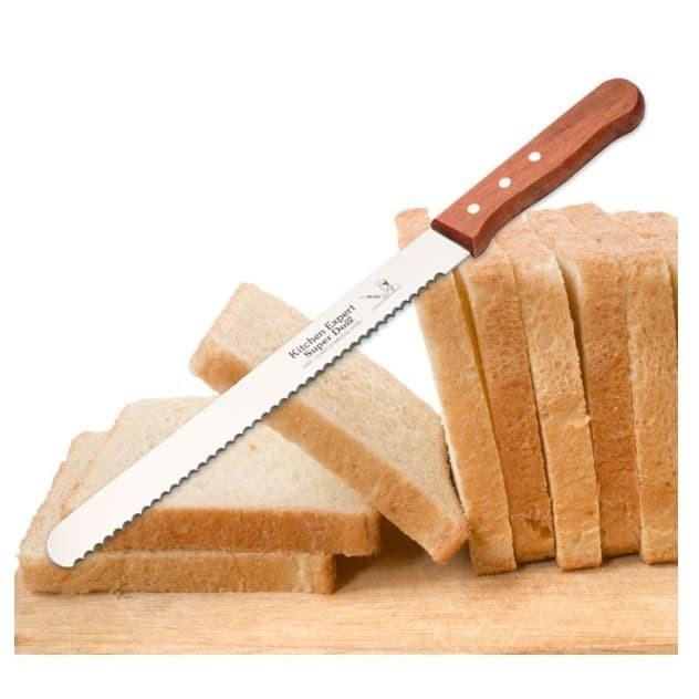Pisau Kue Stainless Gagang Kayu Bread Knife Pisau Roti Panjang