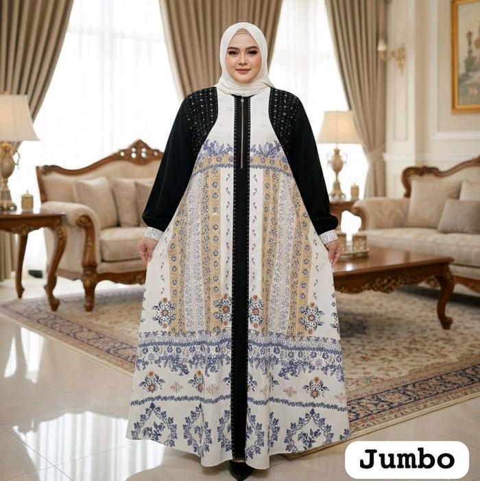 Gamis Abaya Alena printing Jumbo seri 8