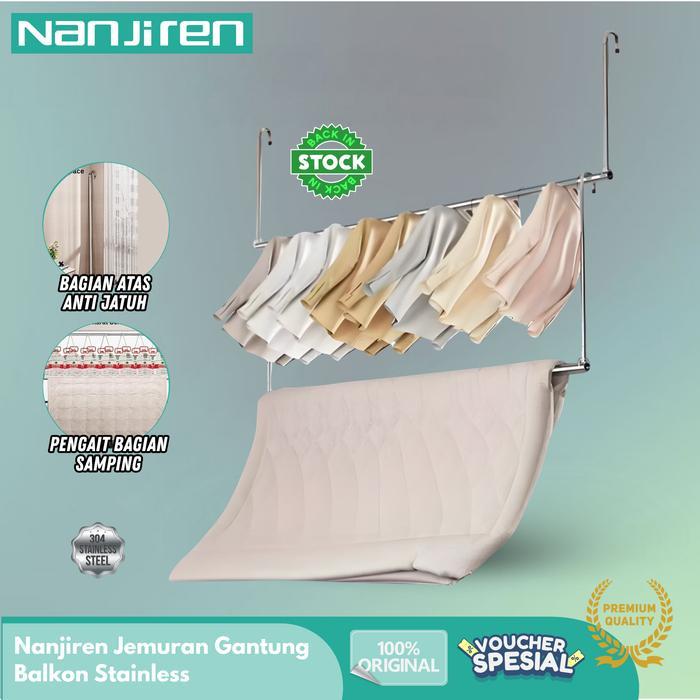 [COD] Nanjiren Jemuran Gantung Dinding Atas Jemuran Portable Lipat Dinding Stainless Anti Karat Dan 