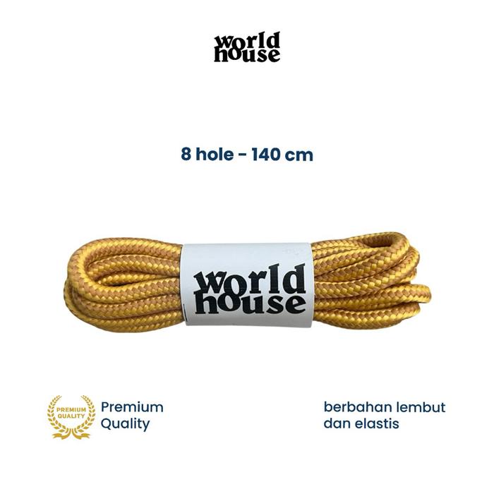 WORLD HOUSE Shoelaces Kuning Coklat Muda Tali Sepatu Boots 8 Hole Eye Bulat