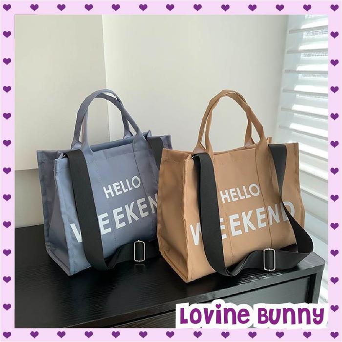 HELLOW WEEKEND BAG - TAS WANITA MODEL TENTENG SELEMPANG TALI BAHU SLINGBAG KOREAN STYLE