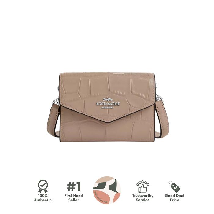 Coach Mini Envelope Wallet With Strap Silver Stone Dompet Wanita Kartu
