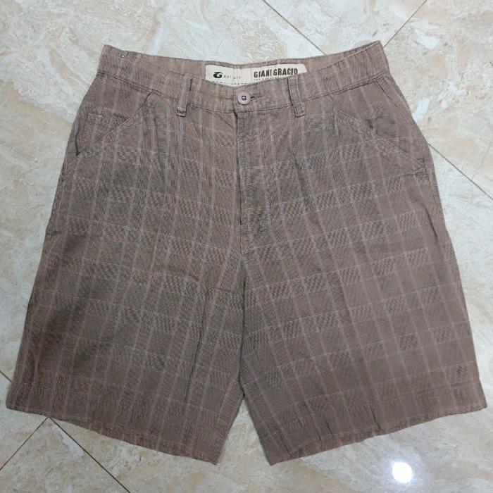 GIANI GRACIO Shorts Cargo Men Plaid Celana Pendek Pria VGC Size 32 LP82cm Panjang 52cm