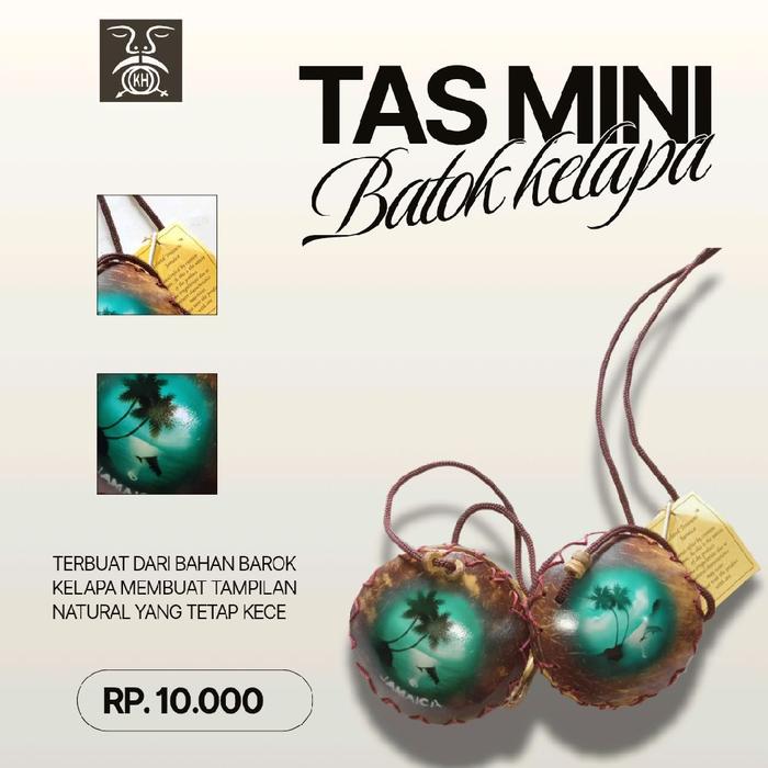 Tas Mini Batok Kelapa Unik Serbaguna untuk Souvenir, Aksesoris Pria
