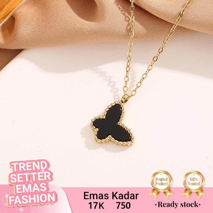 Kalung Emas Sweet Black Butterfly Gold 17K