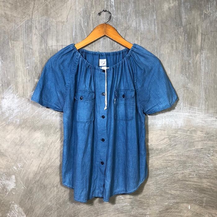 Orslow Button Up Women Blue Shirt Denim