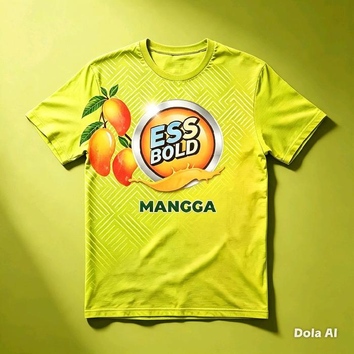 ESS BOLD Mangga T-Shirt Kuning dengan Desain Buah Mangga dan Logo ESS BOLD untuk Gaya Fashion Anda