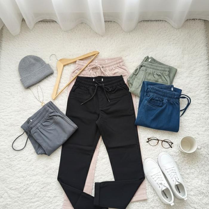 Anko Women Long Pants (Full karet dibagian pinggang)