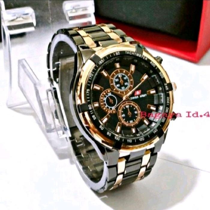 Jam Tangan Pria Swiss Army SA1880 Original Rantai Stainless Steel Water Resistance 3 ATM Tahan air