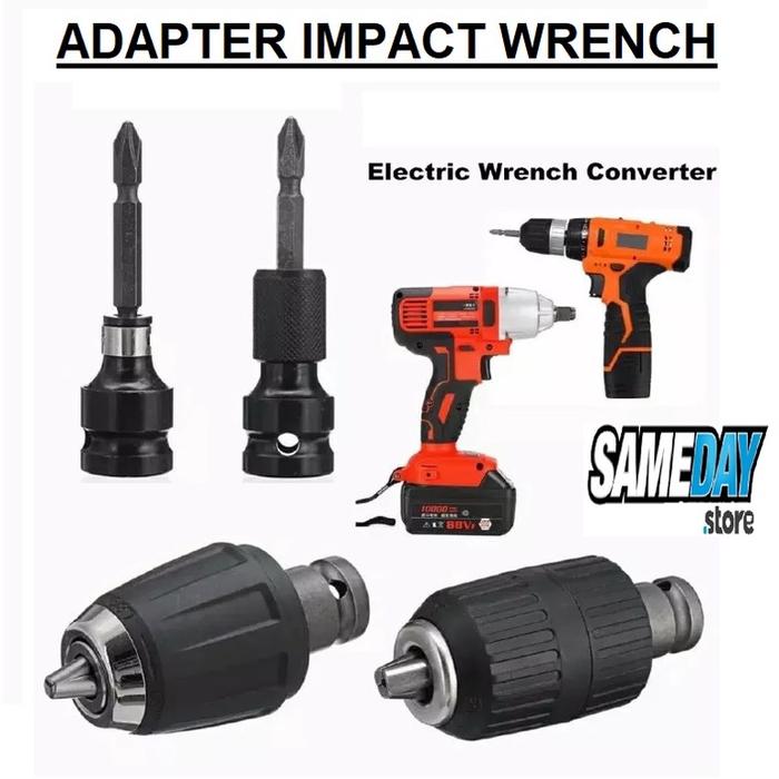 Adapter Bor impact Kunci Pas Sock ke Hex Socket Impact Driver Converter Screwdriver SET SANOU