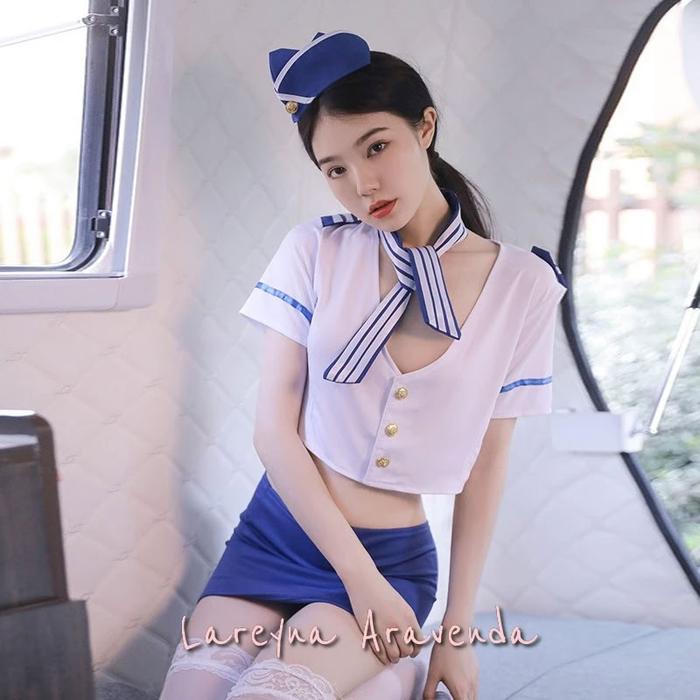 Lareyna Aravenda C20 Cosplay Anime Fantasy Fantasi Baju Tidur Lingerie One Set Wanita Pramugari Stew