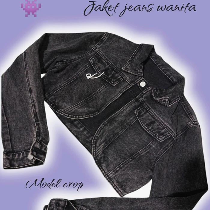 jaket jeans denim n model croptop