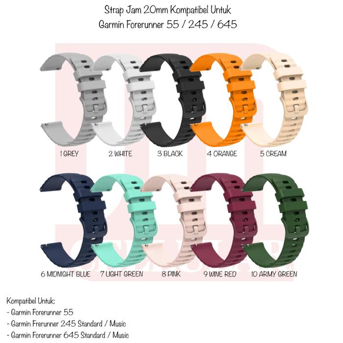[PREMIER-W] UNB TALI JAM SMARTWATCH 20MM UNTUK GARMIN FORERUNNER 55 245 645 - WATCH STRAP SILIKON RU