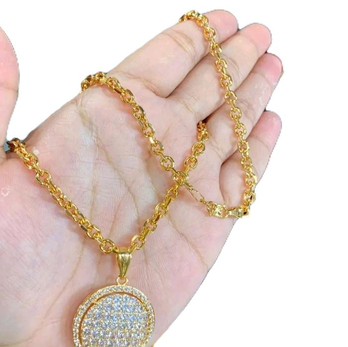 Kalung Hijam Mewah Cuping Full Permata 60 cm - Model Terbaru
