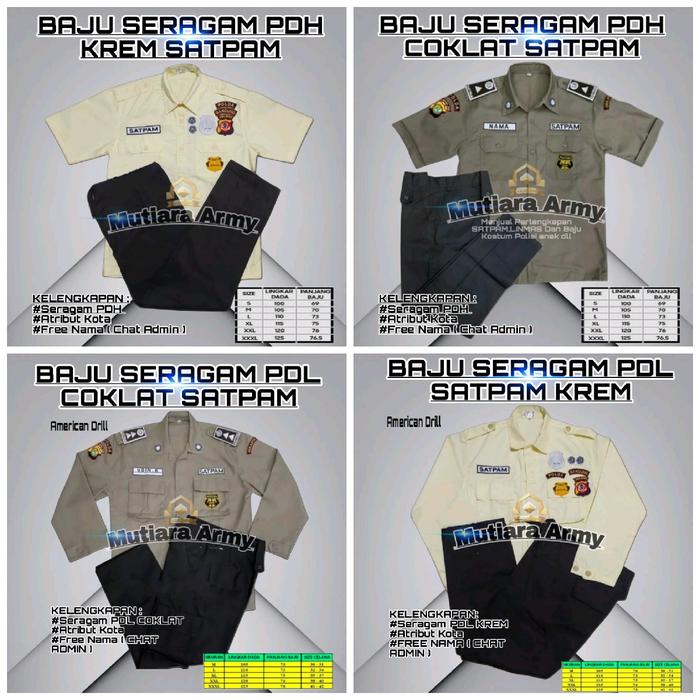 BAJU SERAGAM PDL PDH SATPAM KREM/SERAGAM KERJA SATPAM/SERAGAM SECURITY PDL PDH KREM Baju Celana Pria