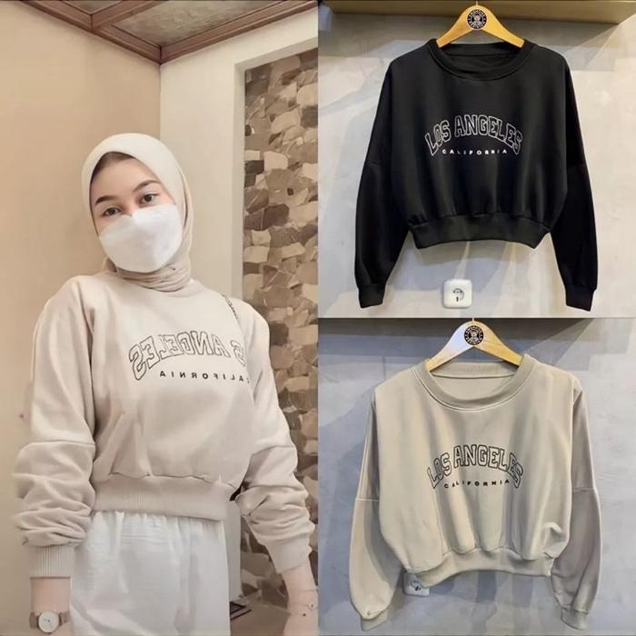 QIEGAYA Sweater crewneck crop los angeles korea style