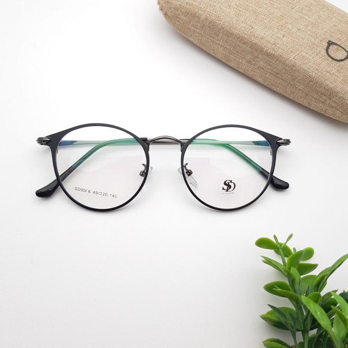 Kacamata Fashion Oval Pria Dan Wanita Kode Frame AR9006SD Biru Blueray Lensa Photocromic Putih Eye