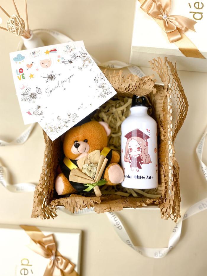 Denida Graduation Gift Box | Tumbler Custom | Hadiah Botol Minum Custom | Hampers Wisuda Unik