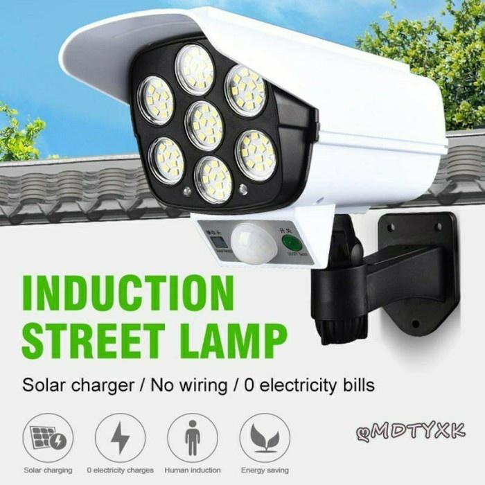 Waterproof Lampu Solar 77 LED Solar Motion Bentuk lampu Mirip CCTV Grosir