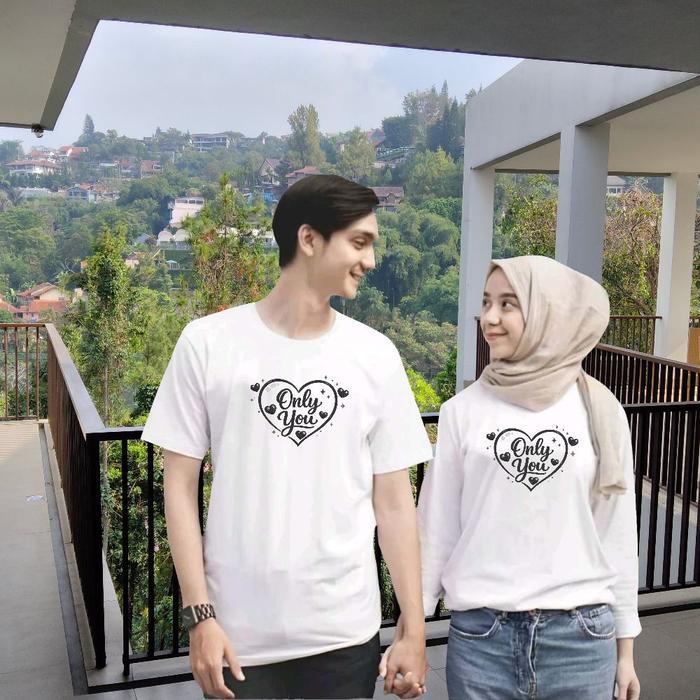 KAOS COUPLE PDLP ONLY YOU LOVE LENGAN PANJANG PENDEK DEWASA sepaket 2pcs
