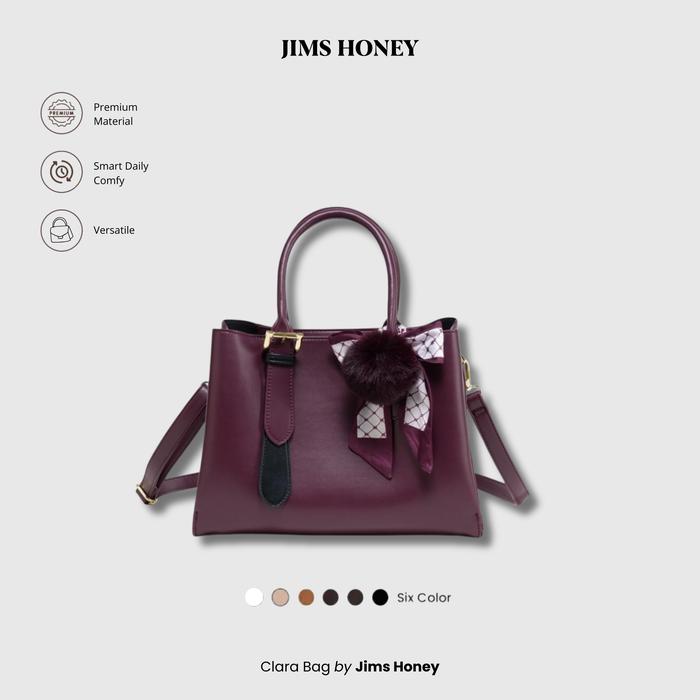 JIMS HONEY Clara Bag Tas Kerja Wanita Tas Kulit Cewek Free Pompom Tas Jinjing Terbaru Jimshoney JH T