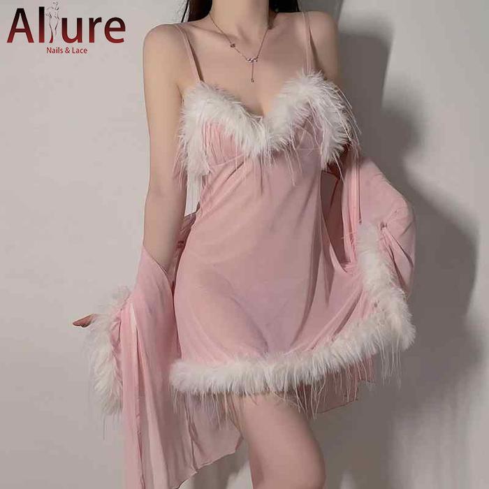 ALLURE - Baju Tidur Dewasa Sexy Lingerie Daster Wanita / ANYA Dress Merah Panjang Renda Transparan G
