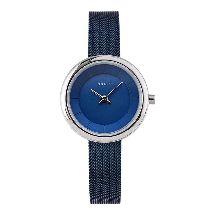 Jam Tangan Wanita Obaku V146LXCLML Stille Arctic Blue Dial Blue Mesh Strap