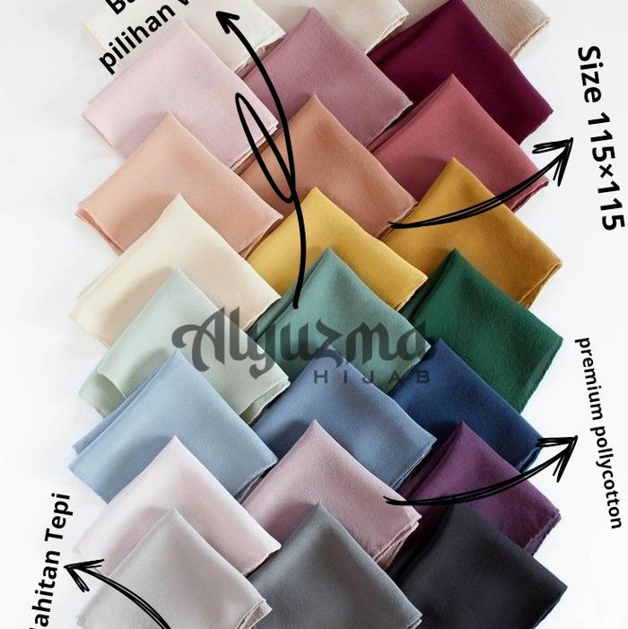 Hijab Bella Square Premium Wanita Hijab Segi Empat Bahan Premium Pollycotton Size 115x155 Muslim Ker