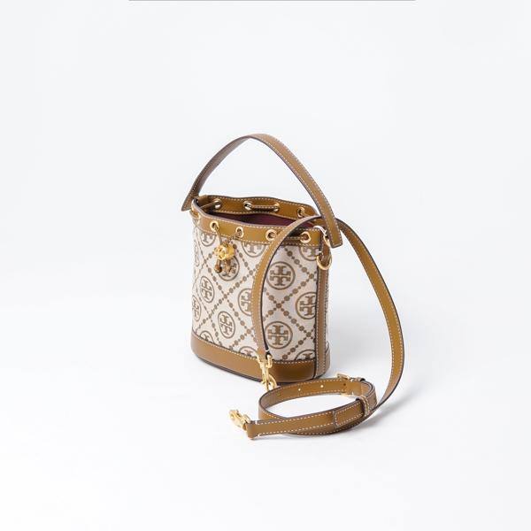 DEFECT SALE Tas TORY BURCH MONOGRAM BROWN CAMEL BUCKET BAG 100% ORIGINAL