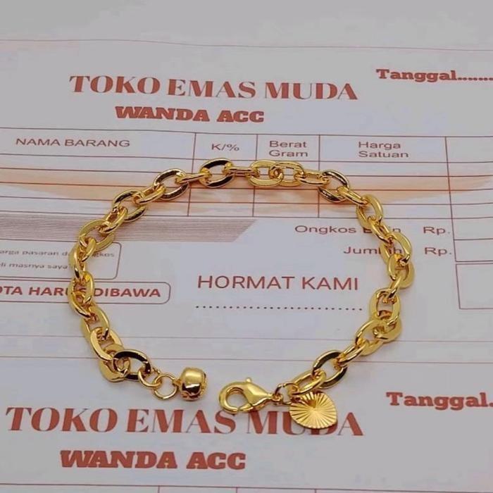 Promo gelang tangan emas asli 5gram kadar 700 wanita dewasa free surat