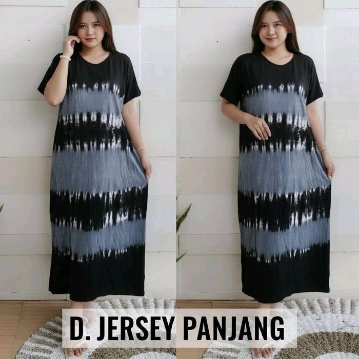 Daster Pelangi Jersey Jumbo Rayon Panjang Busui Baju Dress Wanita Katun Setelan Tidur Dewasa Motif L