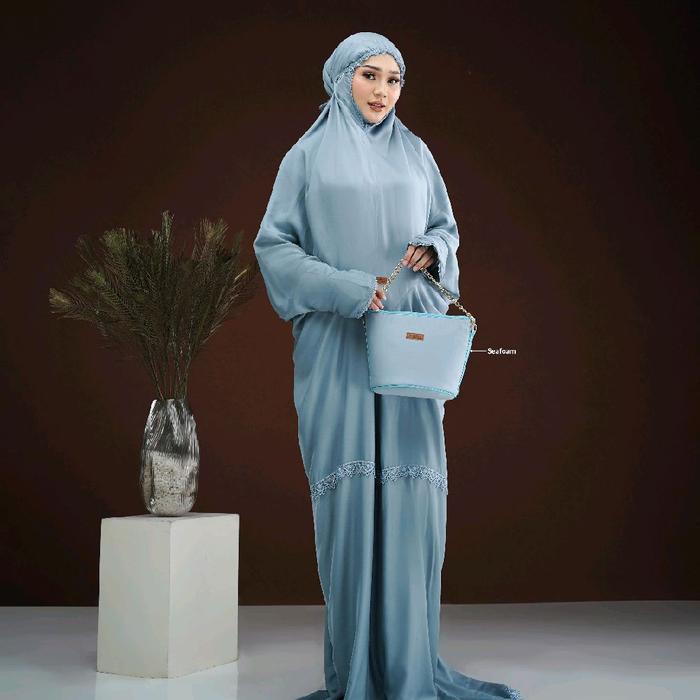 JEENA MUKENA A - TERUSAN Muslim Dewasa Wanita Katun Mukenah Travel Rayon Mewah Renda Atasan Cantik L