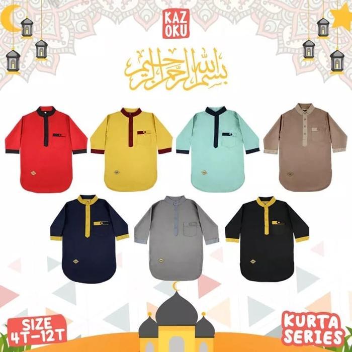 Kazoku Koko Kurta Anak Laki Laki - Pakaian Muslim Lakilaki Toyobo 4 6 8 10 12 Tahun Murah Adem Lebar
