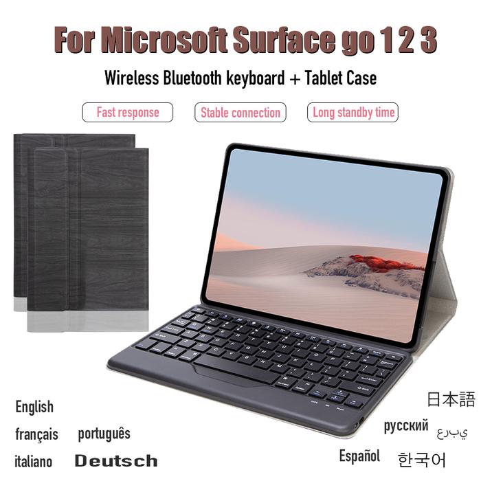 For Microsoft Surface Go 2 3 Go2 Go3 Tree Grain Leather Wireless
