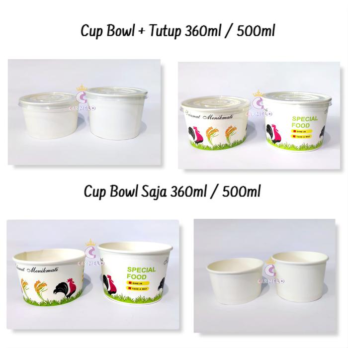 Safitiri Paper Bowl Isi 25Pc / Mangkok Kertas 360 Ml / 500 Ml / Paper Bowl Simple / Packaging Makana
